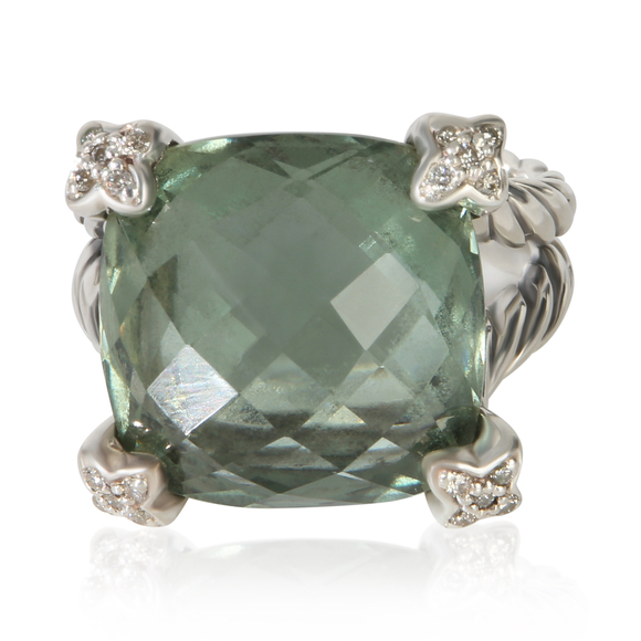 David Yurman Jewelry - David Yurman Sterling Silver Prasiolite and Diamond On Point Ring